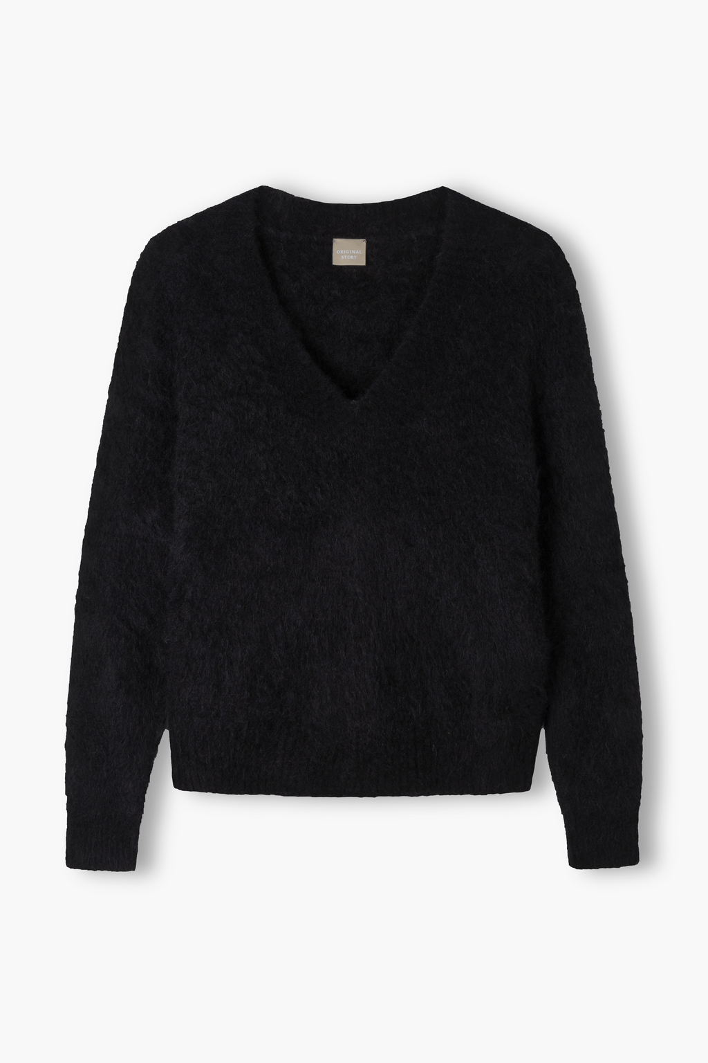 Musta alpakkasekoiteneule v-aukolla