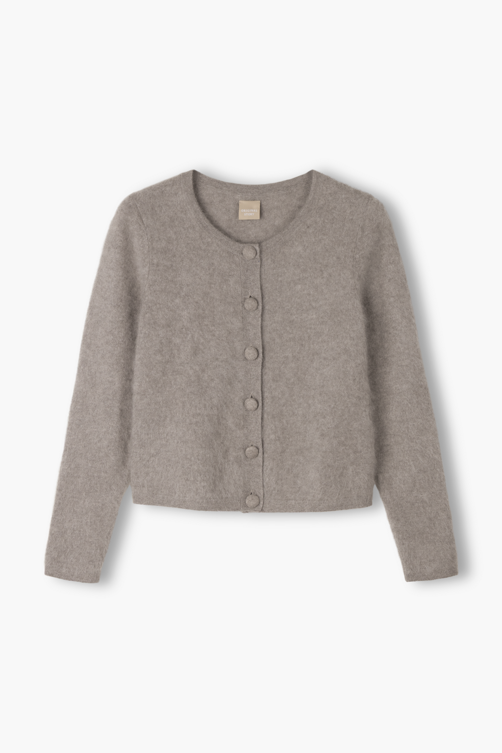 Pitkähihainen harjattu kashmirneuletakki, nougat