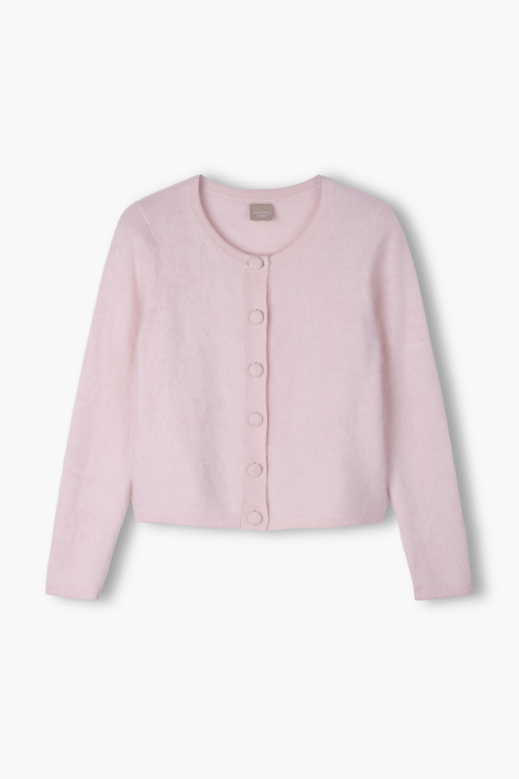 Pitkähihainen harjattu kashmirneuletakki, Pale pink