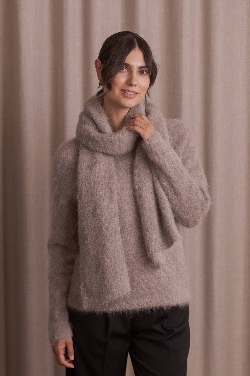 Alpakkasekoitehuivi, Greige