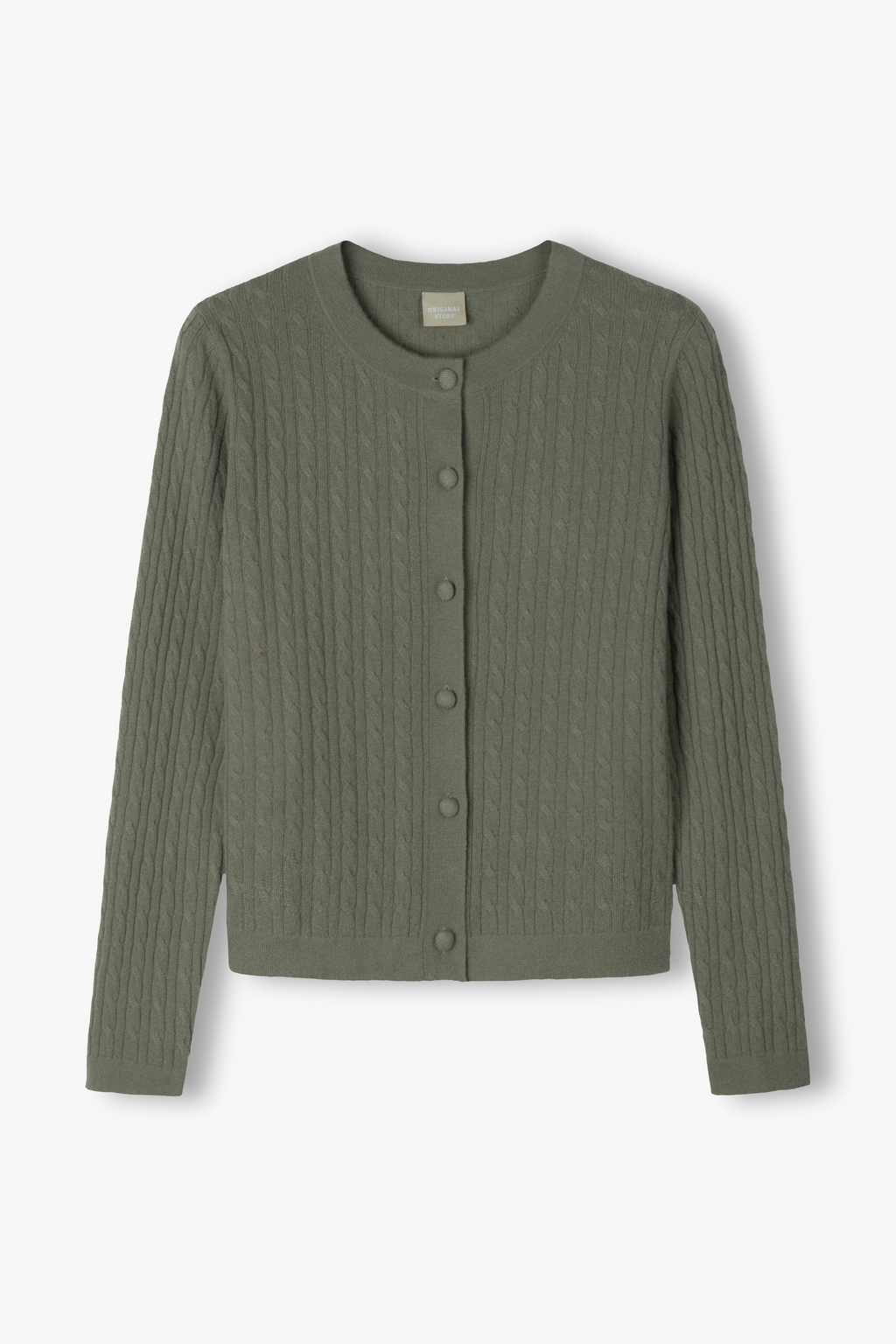 Ohut palmikkoneuletakki, light olive