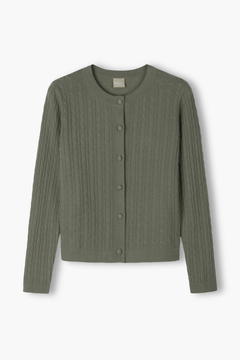 Ohut palmikkoneuletakki, light olive