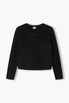 Pitkähihainen harjattu kashmirneuletakki, black