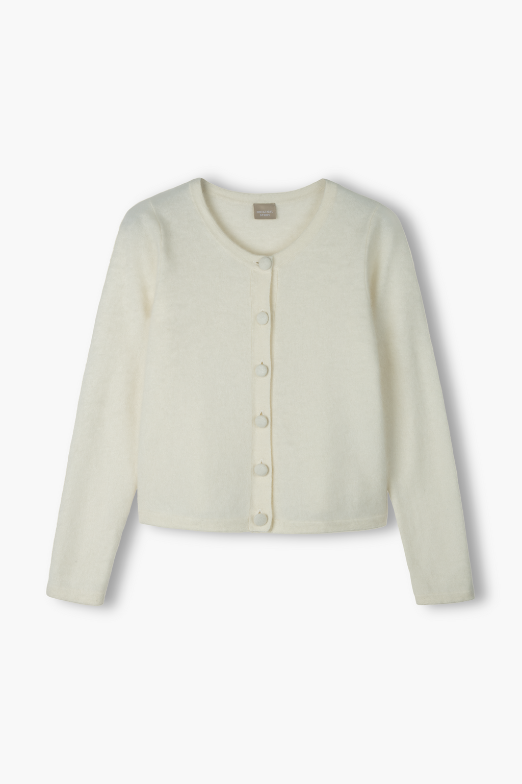 Pitkähihainen harjattu kashmirneuletakki,, cream