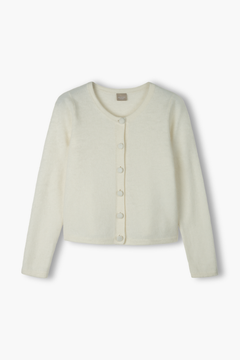 Pitkähihainen harjattu kashmirneuletakki,, cream