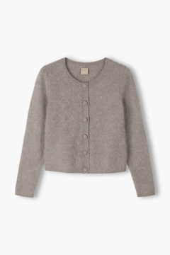 Pitkähihainen harjattu kashmirneuletakki, nougat