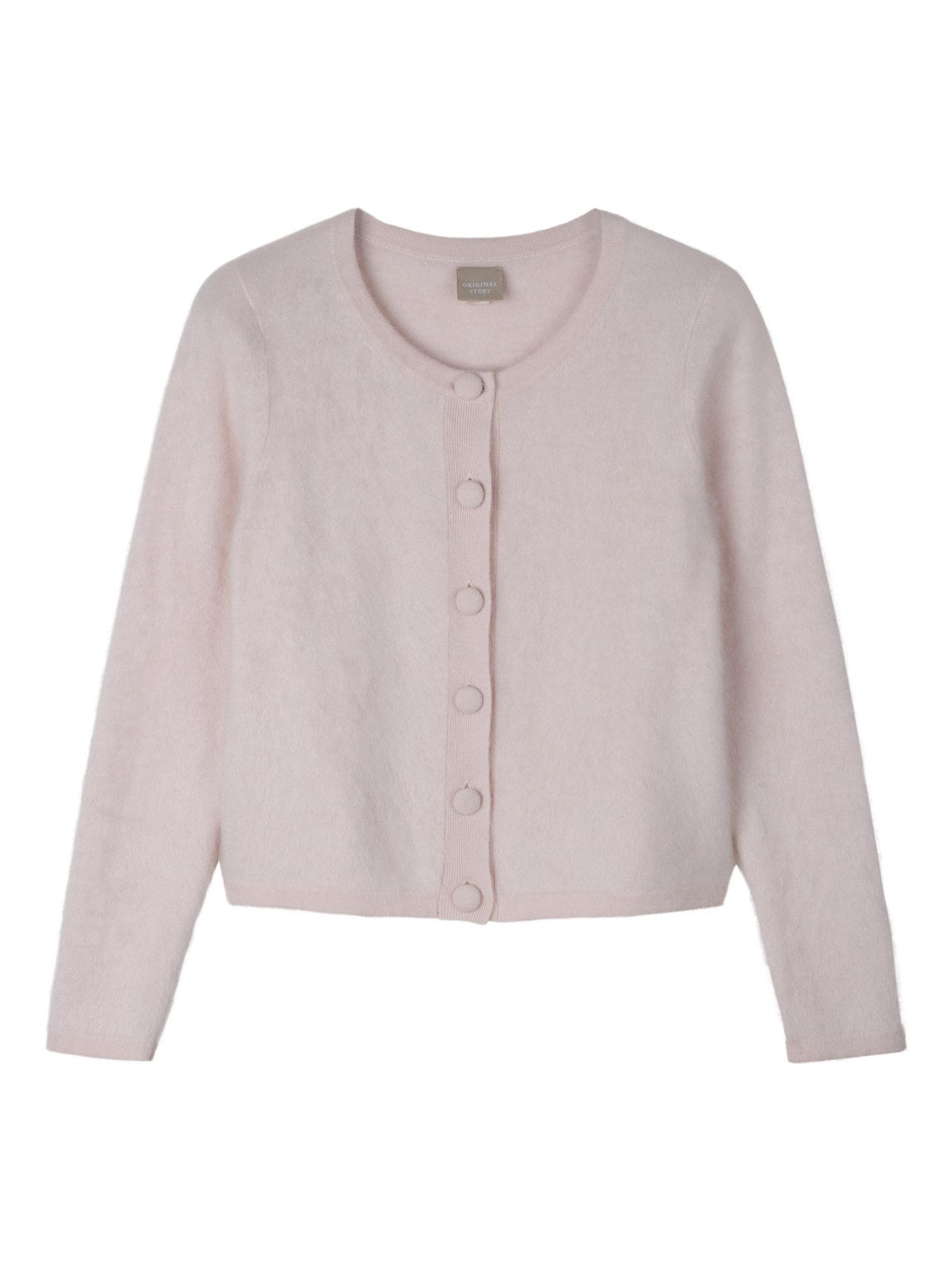 Pitkähihainen harjattu kashmirneuletakki, Pale pink