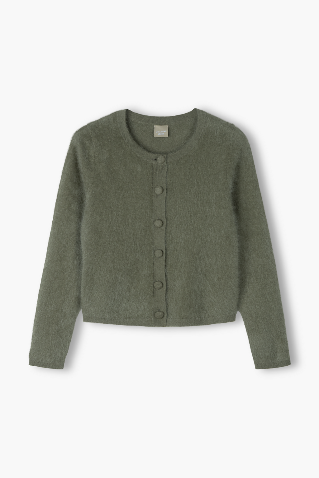 Pitkähihainen harjattu kashmirneule, light olive