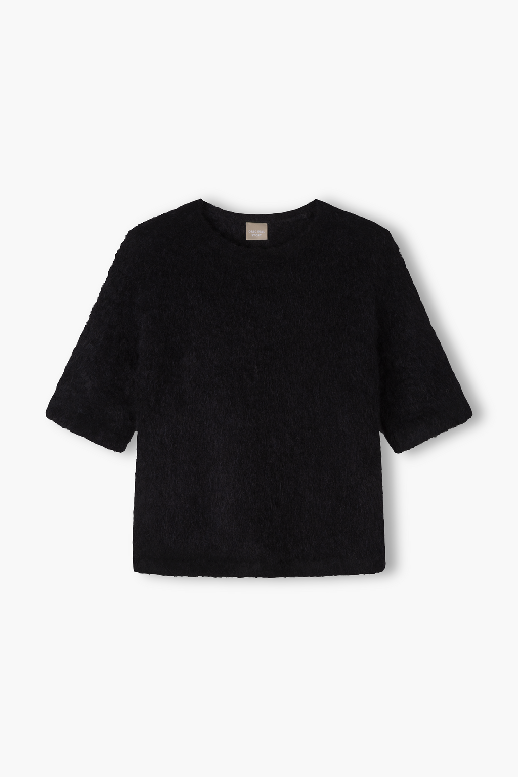 Lyhythihainen alpakkasekoiteneule, black