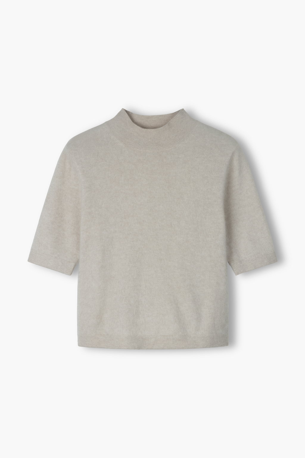 Lyhythihainen harjattu kashmirneule puolipoolokauluksella, Latte